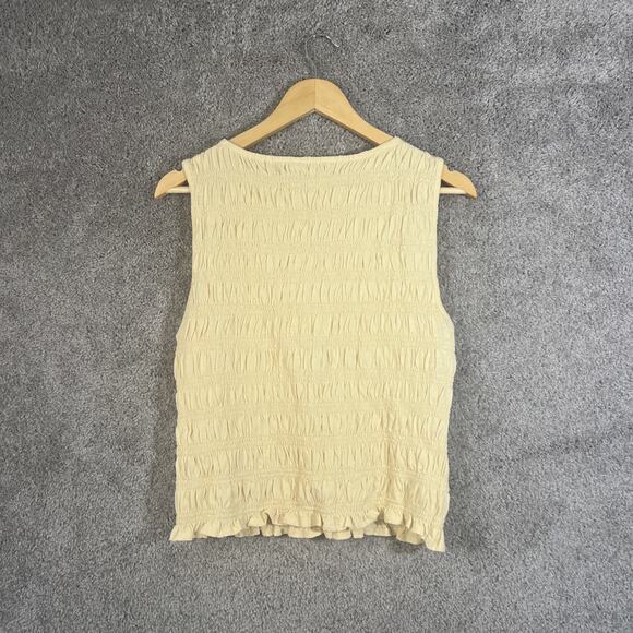Madewell Women's Medium Yellow Smocked Sleeveless Tank Top Casual Summer Blouse - Picture 3 of 11